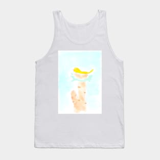 Easter, bird, nest, tree, flower, floral, spring, nature, watercolor, light Tank Top